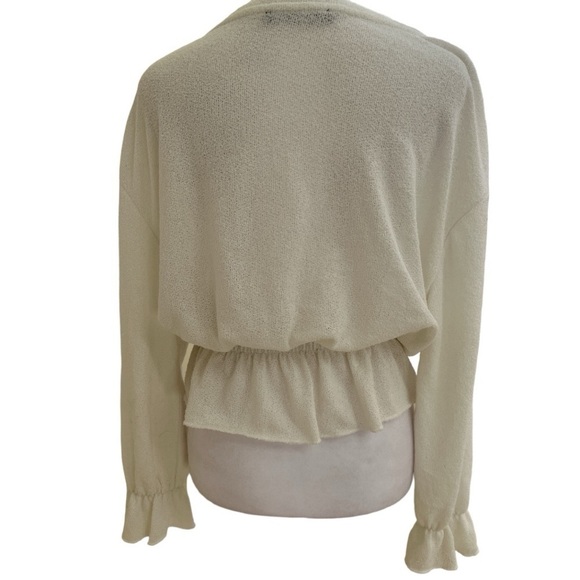 Zara Sweater with Gathered Waist and Gathered Sleeves in White Size S - Picture 2 of 6